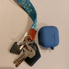 Klíče & Airpod Blue cover and blue blossom keychain, jak nahlášeno TU/e - Receptie Neuron pomocí iLost