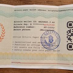 Bitcoin Paper Wallet, som rapporterats till iLost
